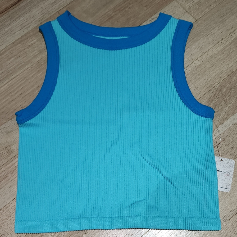 Free People Aqua and Blue Tank Top
